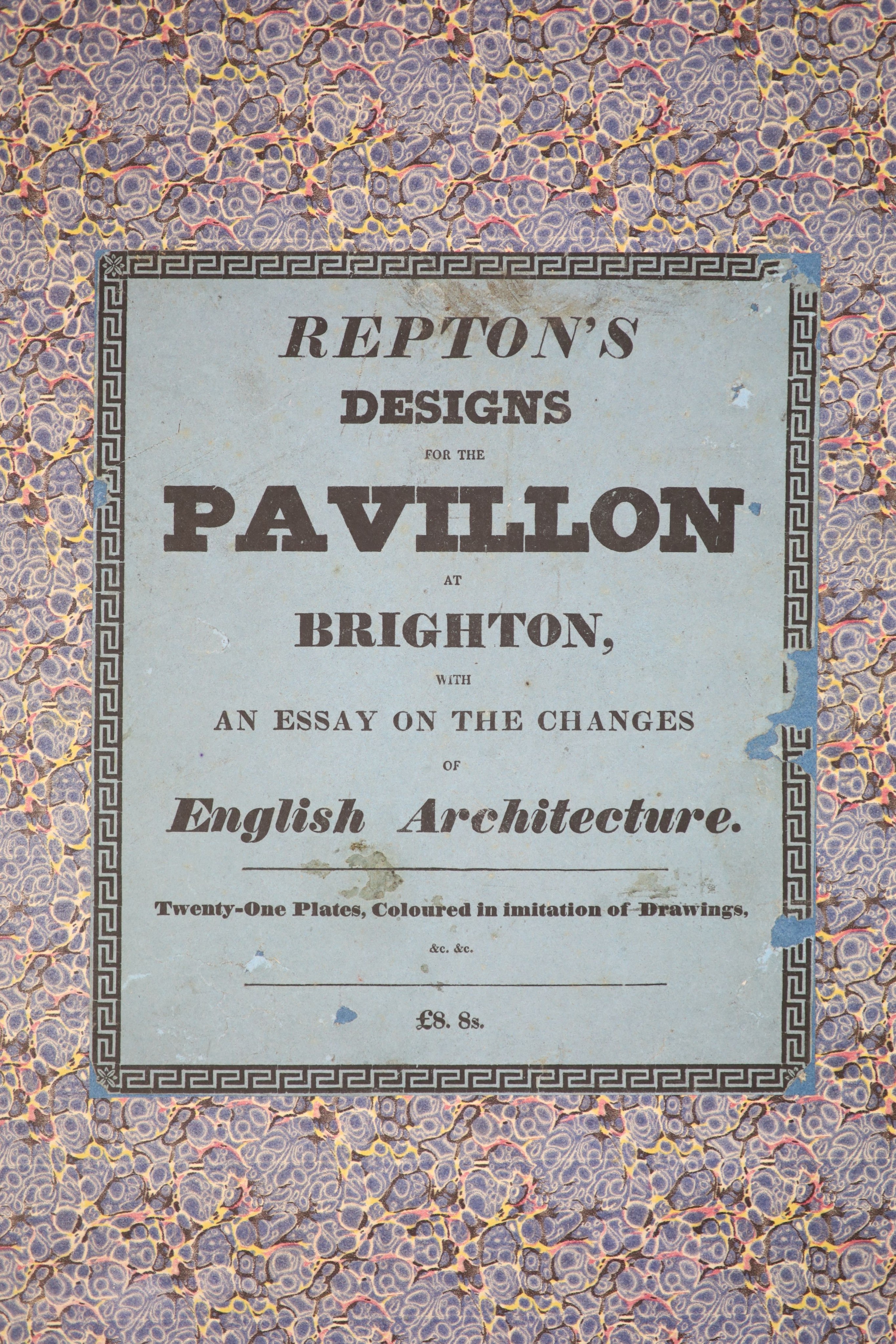 Repton, Humphry; John Aden & G.S - Design for the Pavillon [sic] at Brighton, 2nd issue, folio, rebound half blue morocco, with 20 plates and illustrations, including an engraved hand-coloured general ground plan; compri